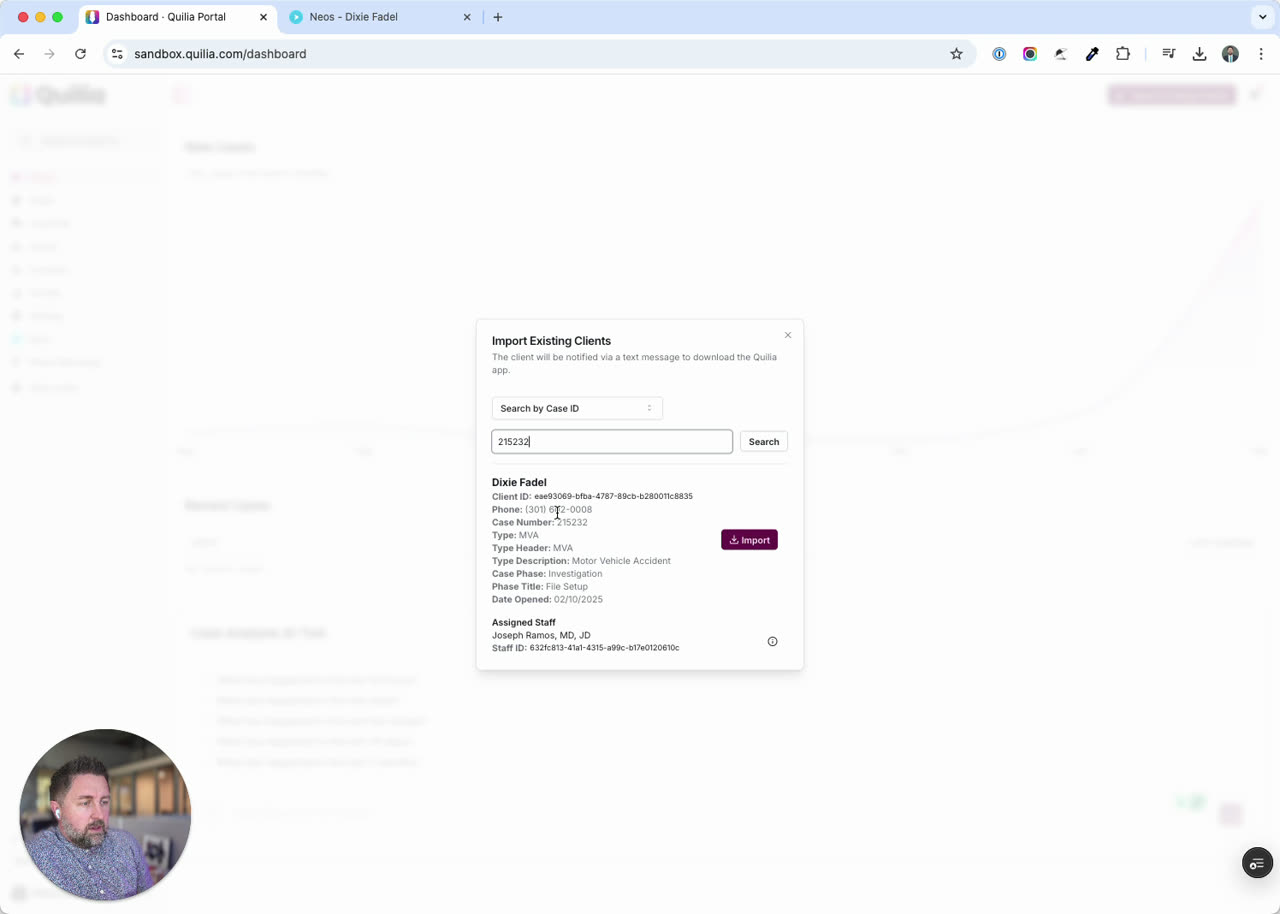 Adding Existing Clients from Neos into Quilia